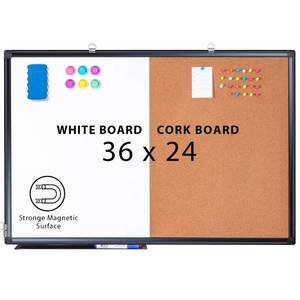lot 1689 image: Magnetic White Board and Cork Board Combo, 36 X 24 inches Whiteboard Bulletin Combination Board, Wall Mounted Dry Erase Message Board for Home, School and Office, Black Retail- $80