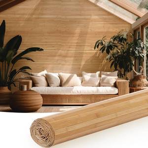 lot 1692 image: Juexica 1 Pcs Natural Bamboo Wall Panel for Interior Wall 48 x 96 Bamboo Covering Renewable Pole Wainscoting Room Divider Decor for Bedroom Living Room Kitchen Island Office (Carbonized), Retail $56