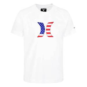 lot 1701 image: Hurley boys Rash Guard Shirt, WhiteAmericana, Small US
