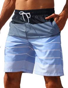 lot 1703 image: ELETOP Mens Swim Trunks Quick Dry Bathing Suit Swimming Board Shorts Mesh Lining Beach Swimwear Stripe Blue XL