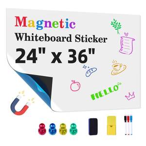 lot 1705 image: Magnetic Whiteboard Contact Paper 24 x 36 Peel and Stick Dry Erase White Board for Wall Self-Adhesive Decal Wallpaper Sticker for Office, Home, with Marker, Eraser and Magnet, Retail $37