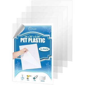 lot 1707 image: 5 Pack of 24 x 36 PET SheetPlexiglass Panels 0.06 Thick Use for Crafting Projects, Picture Frames, Cricut Cutting and More Protective Film to Ensure Scratch and Damage Free Sheets Retail- $46