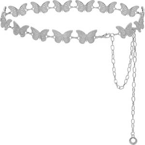 lot 1726 image: Liutufy Womens Waist Chain Belt - Adjustable Chain Belt for Jeans and Dresses (Silver Butterfly Size S