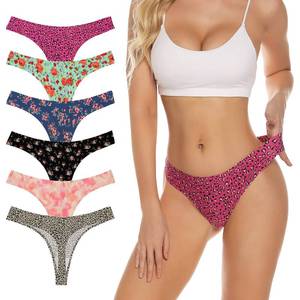 lot 1727 image: Jaywan Seamless Thongs Underwear for Women Breathable Stretch Thong Panties No Show Thong 6 Pack XL Assorted