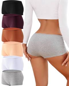 lot 1728 image: ALL OF ME Cotton Underwear for Women Boyshort Panties Full Coverage Boxer Briefs Stretch Boy Short Undies 6 Pack Large