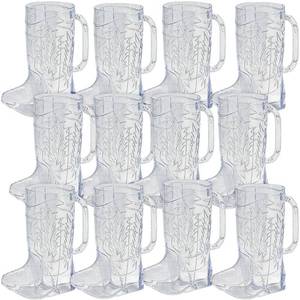 lot 1758 image: Fun Express Cowboy Boot Cups Clear Plastic - Western Cups 17oz Boot Mugs 12 Pack for Cowboy Party Decorations Rodeo Theme Party Supplies for Adults & Kids Western Themed Celebrations Retail- $77