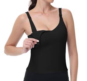 lot 1903 image: V VOCNI Nursing Tank Tops for Breastfeeding Workout Crop Top Longline Nursing Sport Bra Maternity Bras for Pregnancy Black Small