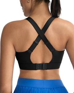 lot 1913 image: RUNNING GIRL Sports Bras for Women High Support, Adjustable Straps Hook Back Sports Bras for Women with Sewn in Pads_WX3125_Black_L