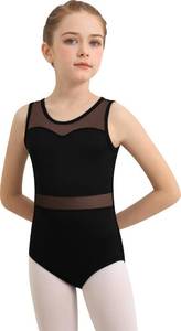 lot 1914 image: Sanmsoner Girls Dance Leotard For Ballet Mesh Tank Dancewear,Mesh Splicing,Water Drop Hollow Back,Full Front Lining(23630-06-XXL)