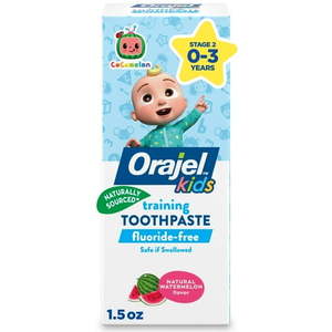 lot 1917 image: Orajel Kids CoComelon Training Toothpaste Fluoride-Free  Natural Watermelon Flavor  1.5 oz