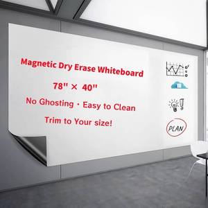 lot 1922 image: Magnetic Dry Erase Whiteboard 78x40- Self-Adhesive Flexible Wall Board Kit with 11 Markers, 6 Magnets, Magnetic Eraser &amp Holder - Ultra Smooth Writing, Effortless Clean for Office, Home, School Retail- $77
