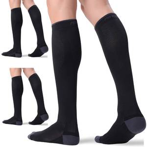 lot 1963 image: FITRELL 3 Pairs Compression Socks for Women and Men 20-30mmHg- Circulation and Muscle Support Socks for Travel, Running, Nurse, Knee High, Medical BLACK SM