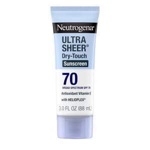 lot 1964 image: Neutrogena Ultra Sheer Dry-Touch Sunscreen Lotion SPF 70, Broad Spectrum, Water Resistant 80 Min, Oil-Free, Oxybenzone-Free, Non-Comedogenic, Matte Finish, Body Sunscreen, Travel Size 3 Fl Oz