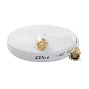 lot 1969 image: ZYfire Fire Hose - 1 ID x 100 FT Single Jacket TPU Firefighter Hose with NSTNH Brass Couplings 750 PSI Burst Pressure Lightweight for Use in Firefighting Retail- $80