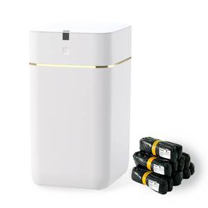 lot 1979 image: Airdeer Automatic Trash Can, 4 Gallon Self Sealing and Self-Changing Smart Trash Can, Motion Sensor, Touchless Garbage can with lid for Kitchen Bathroom Office, 6 Refill Rings(A1, Golden line) Retail- $140