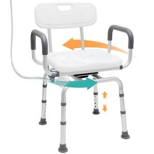 lot 2026 image: PETKABOO 360 Degree Shower Chair Swivel,Portable Seat with Armrests and Back, Adjustable Height Seat for Bathtub (Small Swivel Seat) Retail- $90