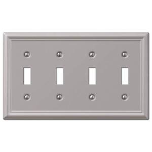 lot 2029 image: Amerelle 149T4BN Wallplate, Quad Toggle, Brushed Nickel