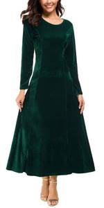 lot 2036 image: Urban CoCo Womens Elegant Long Sleeve Ruched Velvet Stretchy Long Dress (2XL, Green)