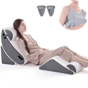 lot 2048 image: Wedge Pillow Set for After Surgery, 5 PCS Bed Wedge Pillow for Sleeping, Memory Foam Orthopedic Back Pillow for Pain Relief and Acid Reflux, Adjustable Post Surgery Pillow Grey Retail- $77