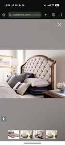 lot 22 image: Berkshire Warm Cognac Glendale Upholstered Shelter Bedroom 5 piece Set gently used condition