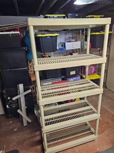 lot 32 image: 5-Tier Plastic Storage Shelving Unit