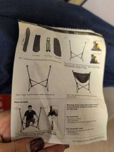 lot 1605 image: Camping hanging folding chair seat in bag