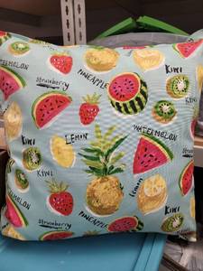 lot 1705 image: Tropical Fruit Set of 2 Large outdoor pillows with one standard pillow sham