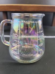 lot 1717 image: Glass Measuring Cup with Iridescent Finish