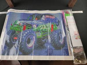 lot 1733 image: Monster Truck Diamond Painting Kit - 30x40cm Round