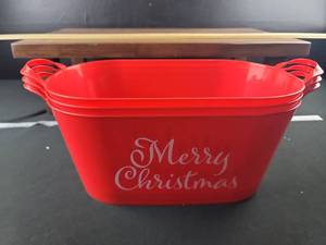 lot 1750 image: Red Christmas Gift Basket with Handles
