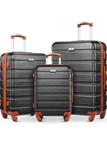lot 34659 image: 3 Piece Luggage Sets with Spinner Wheels,Hard Shell Luggage Sets for Women,20 24 28 inch Travel Luggage (Black Brown) - Retail $339