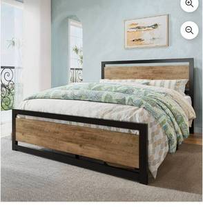 lot 34660 image: LIKIMIO Walnut Bed Frame, King - Retail $216