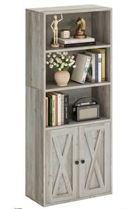 lot 34670 image: IRONCK Industrial Bookshelves and Bookcases with Doors 11.8 in Depth Floor Standing 5 Shelf Display Storage Shelves Bookcase Home Decor Furniture for Home, Office, Living Room, Bedroom - Retail $109