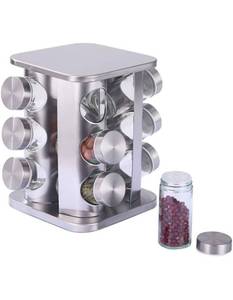 lot 34679 image: Countertop Rack Tower With 12-Jar Organizer For Kitchen Cabinet Durable Tools 360 Degree Rotation Perfect-Design Rotating Seasoning Jar Set - Retail $0