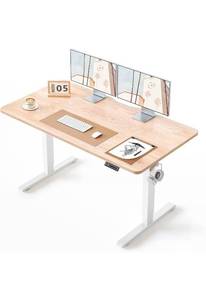 lot 34685 image: BANTI 55 � 24 Inches Standing Desk, Ergonomic, Electric Height Adjustable, Sit and Stand Up, Computer Office Desk with Splice Board, White FrameMaple Top - Retail $129