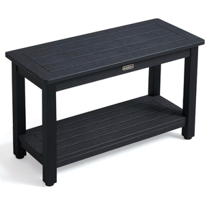 lot 34703 image: 30 Waterproof Shower Stool, Poly Lumber Shower Bench Seat for Shaving Legs, HDPS Plastic Bath Chair Seat, Non-Slip & No Maintenance, Black, Weight Capacity 700LBS (30 x 13 Inches) - Retail $149