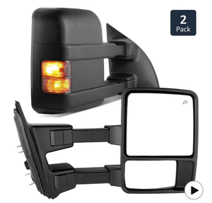 lot 34704 image: YITAMOTOR Towing Mirrors Compatible for 99-07 Ford F250F350F450F550 Super Duty, 01-05 Excursion Pair Set Extendable Smoke Power Heated with Signal Light Side Mirrors - Retail $199