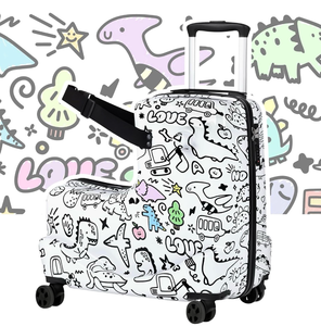 lot 34710 image: smilesun 20 Kids Ride On Luggage with DIY Coloring, Durable Lightweight Carry On Travel Suitcase with Spinner Wheels, TSA Lock - Retail $89