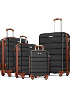 lot 34725 image: Suitour 4 Piece Luggage Set, Carry on Suitcase with ABS hardshell,Spinner Wheels & TSA Lock (16202428) - Retail $179