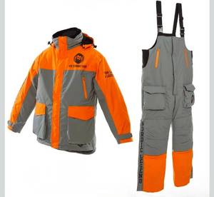 lot 34749 image: Nordic Legend Aurora Series Ice Fishing Suit with Floatation, Insulated Waterproof Bibs and Jacket for Ice Fishing, Size XL - Retail $259