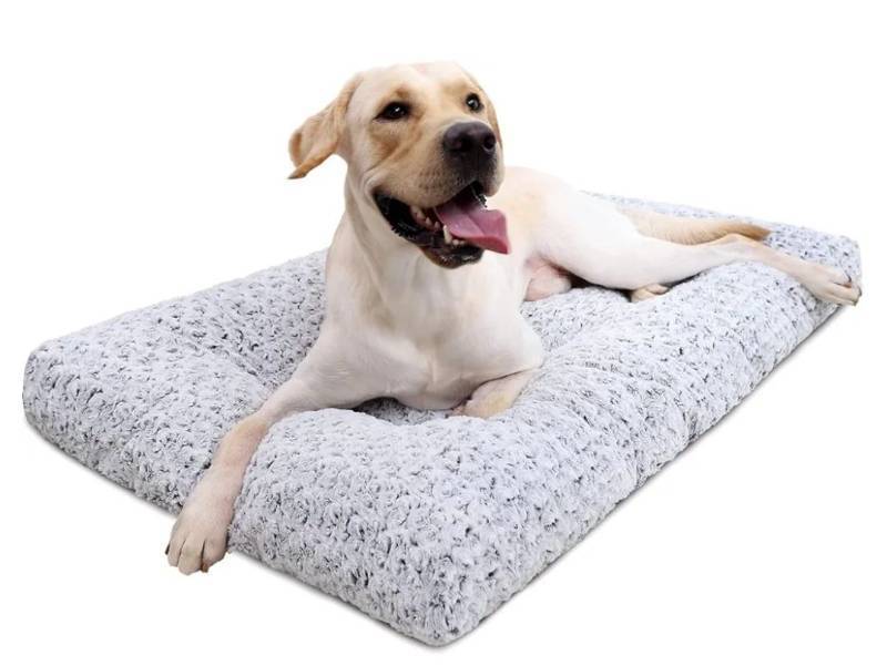 lot 34353 image: Washable Dog Bed Deluxe Plush Dog Crate Beds Comfy Kennel Pad Anti-Slip Pet Sleeping Mat for Large, Jumbo, Medium, Small Dogs Breeds, 35 x 23, Gray 
