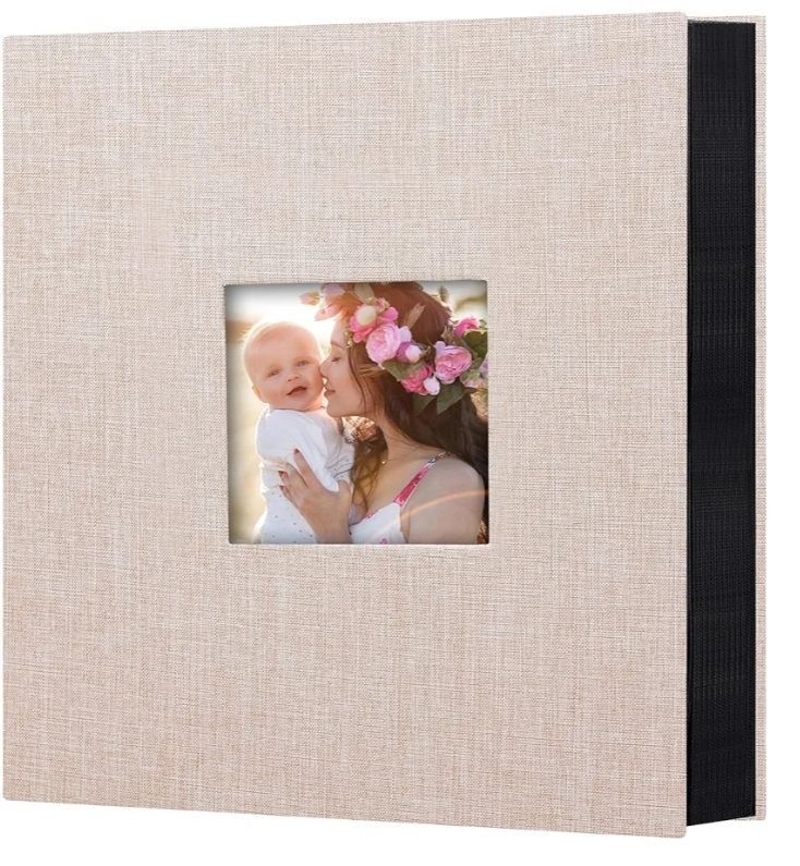 lot 34389 image: Photo Album 4x6 600 Photos Linen Cover Large Picture Book Holds Horizontal and Vertical Pockets for Wedding Family Anniversary and Baby (Beige)