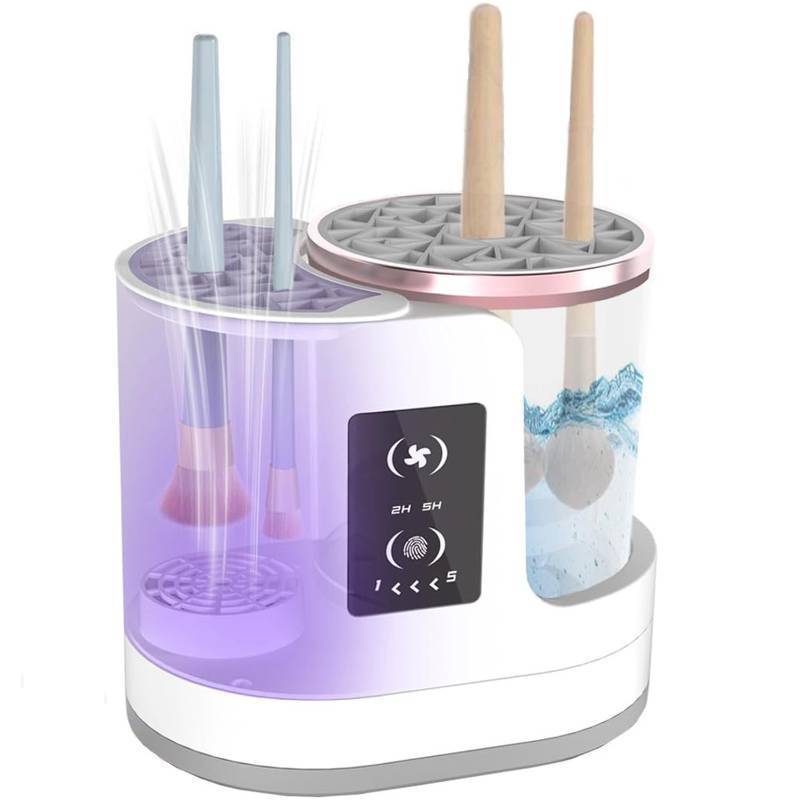 lot 14486 image: 3-In-1 Makeup Brush Cleaner Machine, Electric Makeup Brush Cleaner & Dryer-Fast, Efficient Brush Cleaning, Drying, and Sanitizing for Flawless, Hygienic Makeup Application - Retail $40