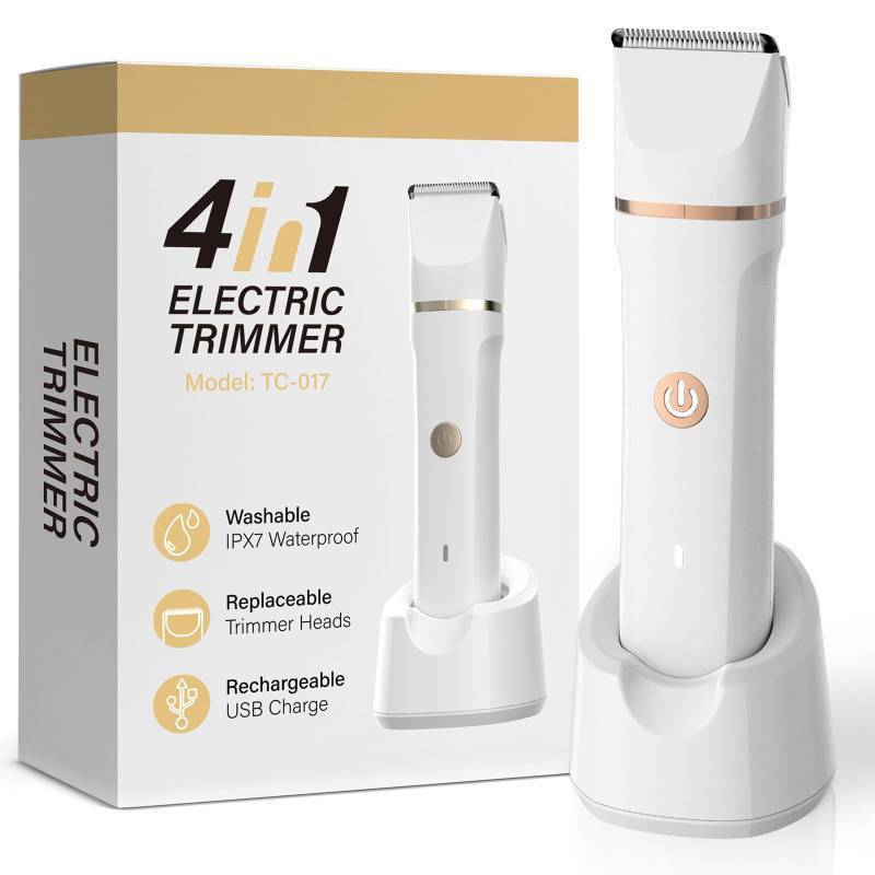 lot 24290 image: 4-in-1 Electric Bikini Trimmer for Women - Painless Electric Razors for FacialBodyArmpitPubic Hair, IPX7 Waterproof Replaceable Shaver Head & Nose Hair Trimmer for Travel, Gifts for Girlfriend Wife