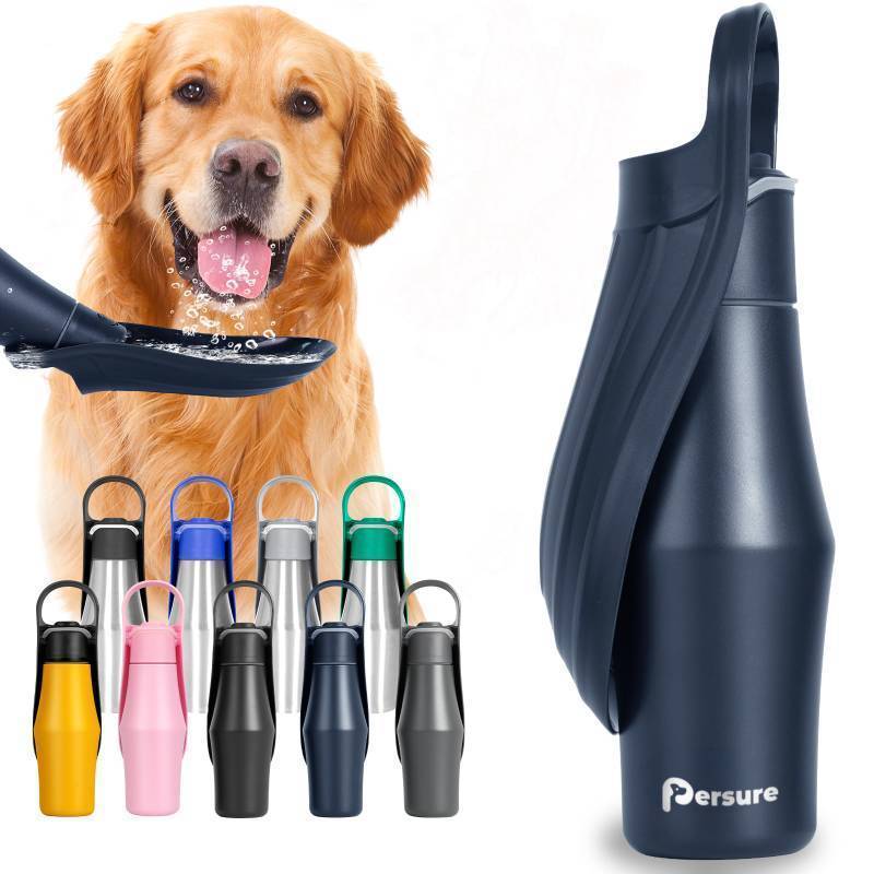 lot 14595 image: 27 OZ Dog Water Bottle Portable Stainless Steel Convenient Pet Water Dispenser, Leak Proof Puppy Travel Water Bowl for Dog Outdoor Walking, Hiking, Perfect Size for All Dog Breeds, Whole Blue - Retail $24