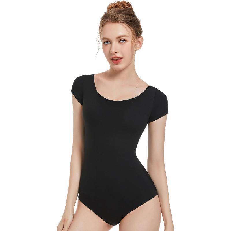 lot 14704 image: Womens Team Basic Short Sleeve Leotard for ballet Adult Gymnastics Bodysuit dance clothing (Black, S) - Retail $17
