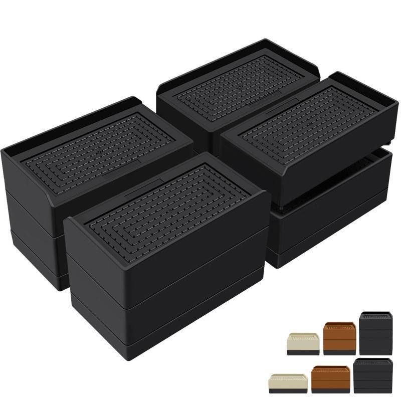 lot 14831 image: Dorm Bed Risers Heavy Duty 3 Inch Furniture Risers for Sofa Table and Desk, Couch Lifts Risers Elevation in Heights 1.5 or 3 Inch, Support Up to 1,300 Lbs(4 Pack, Black) - Retail $22