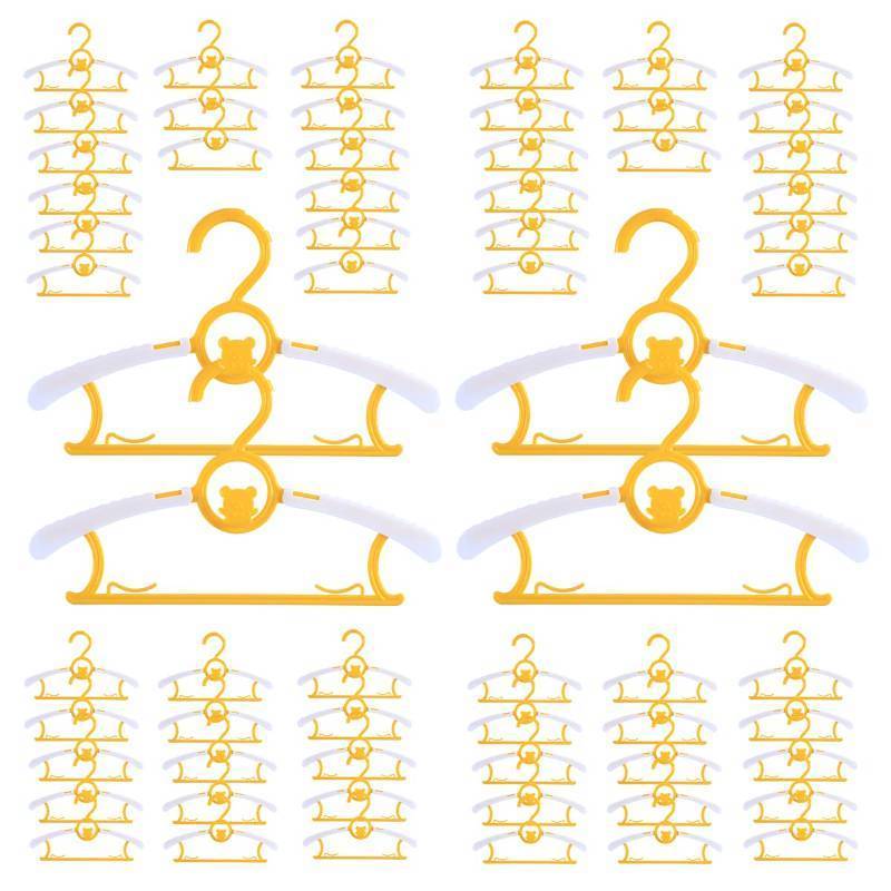 lot 14899 image: Baby Hangers for Nursery Closet 60 Pack Plastic Kids Clothes Hanger Space Saving Non Slip Extendable Toddler 11-14 Adjustable Hangers Heavy Duty Clothing Infant Hanger Bulk, Yellow