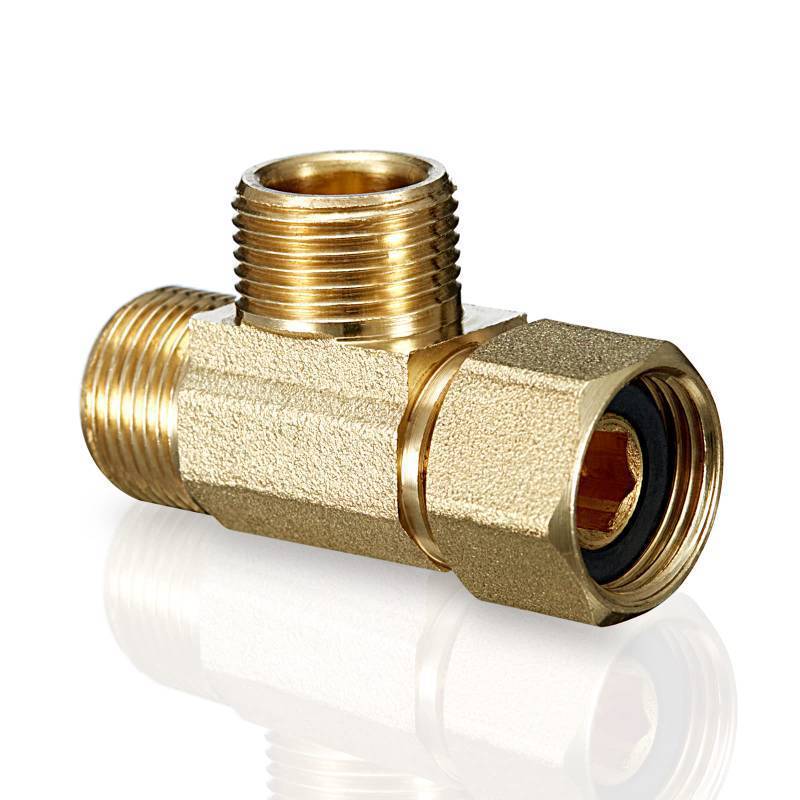 lot 43963 image: Add-A-Tee, Lead-Free Angle Stop Valve 38 Compression Inlet x 38 Outlet, Brass Extender Tee Connector with Built-in Sealing Gasket for Faucet, Glass Rinser, Dishwasher, Toilet Tank - Retail $8