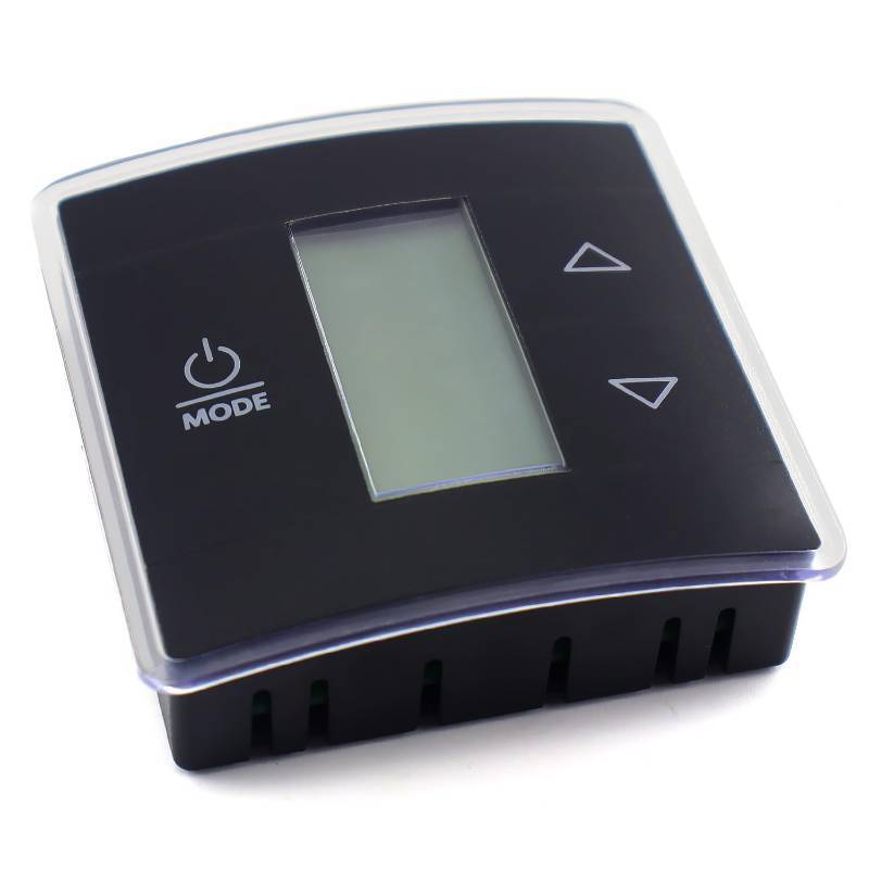 lot 53826 image: 3316250.712 RV Single Zone Wall Thermostat Replacement for Domestic for RVCamper Conditioners, Blue Backlight LCD Display, Black 3-Wire - Retail $24
